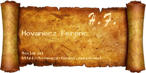 Hovanecz Ferenc névjegykártya
